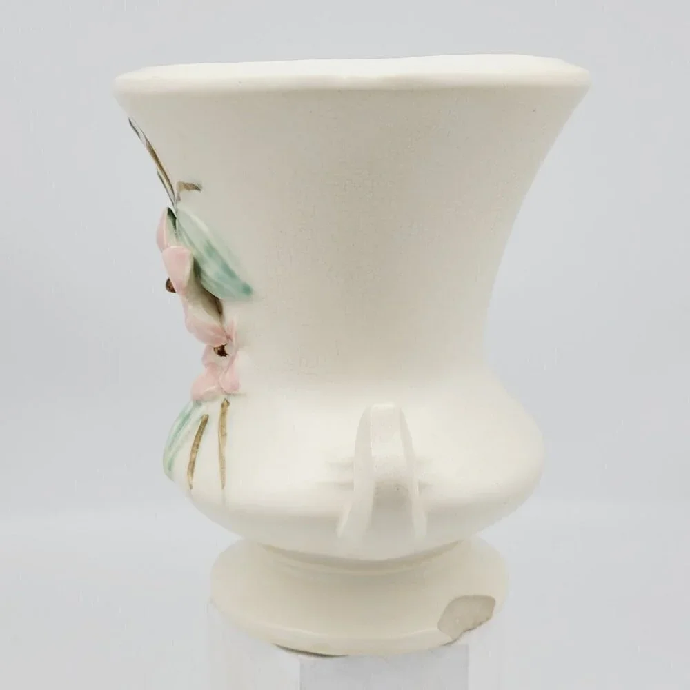 McCoy Ceramic Vase Urn Blossom Time Off White Vintage 1940s Vintage Mid Century